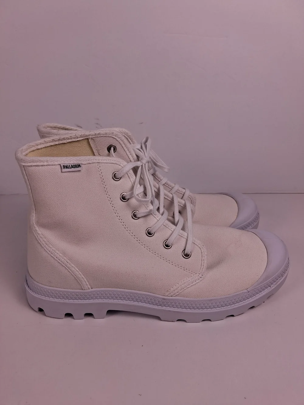 Palladium Pampa Hi Originale Canvas Boots Mens 10 Triple White Combat Minimalist